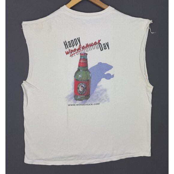 Vintage Y2K Happy Woodchuck Day Draft Cider Amber Alcohol Beer White Promo XL - Picture 1 of 11
